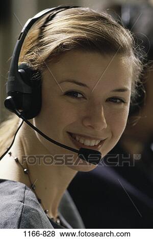 people, woman, headset, business, portrait, brunette View Large Photo Image Stock Photo - people, woman, headset, business, portrait, brunette. Fotosearch
