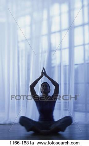 people, woman, meditation, blue, stretching, silhouette, tranquility View Large Photo Image Stock Image - people, woman, meditation, blue, stretching, silhouette, tranquility. Fotosearch