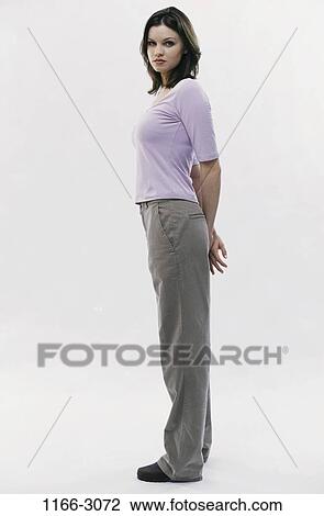 people, woman, profile, posing, brunette, indoors View Large Photo Image Stock Image - people, woman, profile, posing, brunette, indoors. Fotosearch