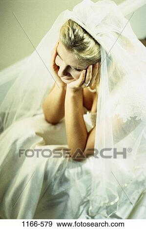 people, woman, sitting, contemplation, blond, wedding, contemplating View Large Photo Image Stock Photo - people, woman, sitting, contemplation, blond, wedding, contemplating. Fotosearch