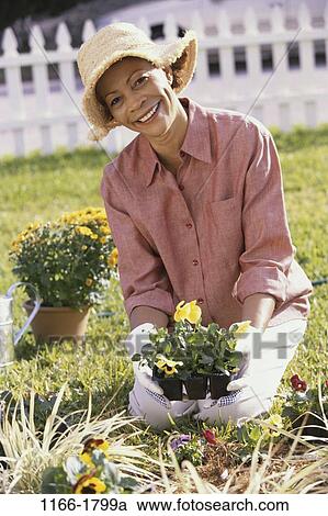 plant, people, woman, smiling, hat, ground, senior View Large Photo Image Stock Image - plant, people, woman, smiling, hat, ground, senior. Fotosearch