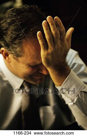 Picture - stress, business, concepts, metaphors, Middle-aged, contemplation. Fotosearch