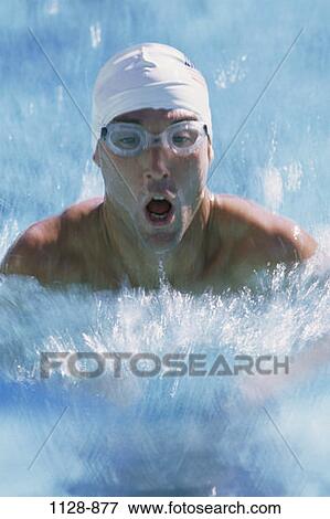 Stock Photo - swim, swimming, racing, splash, outdoors, speed. Fotosearch