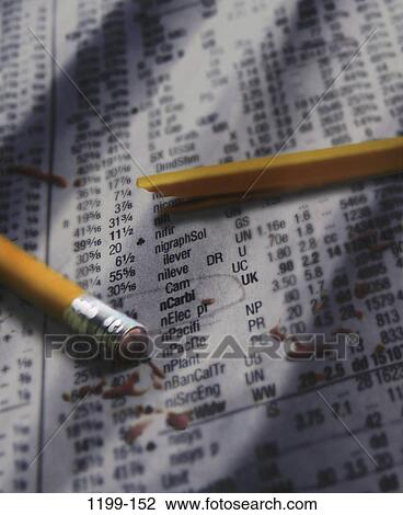 Stock Image - angry, newspaper, risk, broken, pencil, stock market, anger. Fotosearch