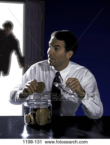 Stock Image - boss, take, risk, Middle-aged, surprise, jar. Fotosearch