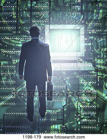 Stock Photo - briefcase, technology, computer, business, future, glowing, mystical. Fotosearch