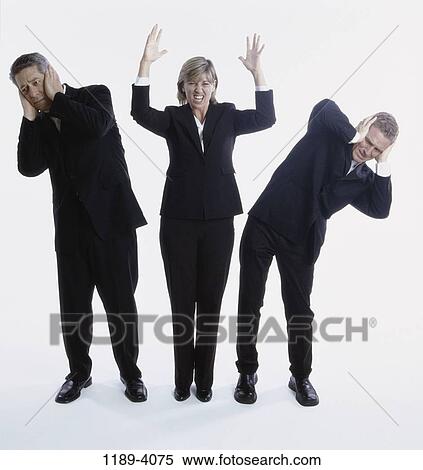 Stock Photography - business, confrontation, Middle-aged, frustrated, angry, frightened. Fotosearch