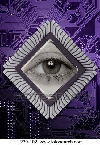 Stock Image - eye, chip, technology, computer, board, components, parts. Fotosearch
