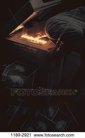 Stock Image - face, business, humor, businessman, copy, copier, copying. Fotosearch