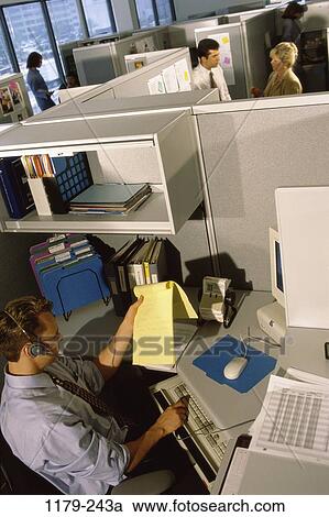 Stock Image - group, headset, telephone, phone, business, executives, computers. Fotosearch