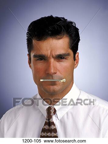 Stock Photography - Hispanic, silence, business, concepts, conformity, businessman, metaphor. Fotosearch