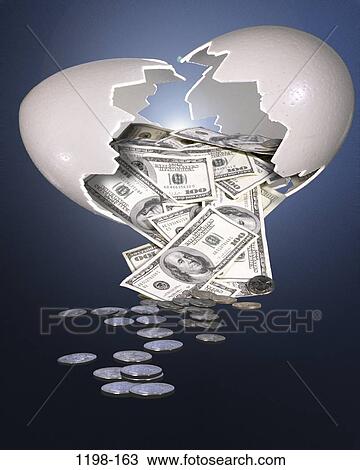 Stock Image - money, broken, contrast, surprise, finance, cash, banking. Fotosearch
