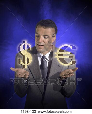 Stock Image - money, comparison, business, finance, businessman, currency, metaphor. Fotosearch