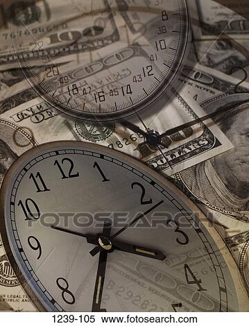 Stock Photography - money, time, finance, clock face, Time is Money, currency. Fotosearch