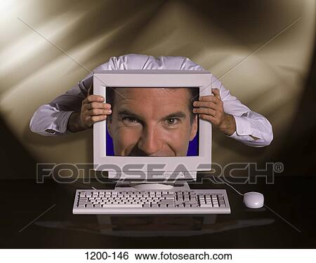 monitor, face, head, computer, business, curious View Large Photo Image Stock Photograph - monitor, face, head, computer, business, curious. Fotosearch