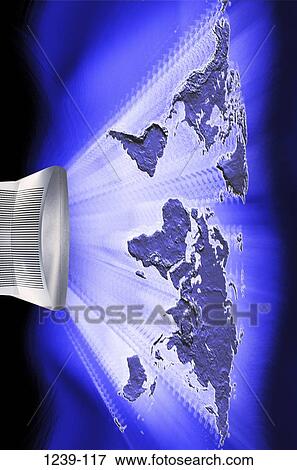 Stock Photo - monitor, world, map, computer, business, global, project. Fotosearch