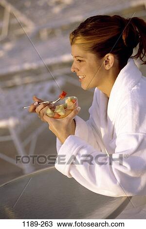 people, eating, woman, morning, healthy, fork, fruit View Large Photo Image Stock Image - people, eating, woman, morning, healthy, fork, fruit. Fotosearch