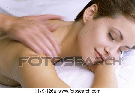 Stock Image - people, relaxation, woman, back, motion, tranquility, Middle-aged. Fotosearch