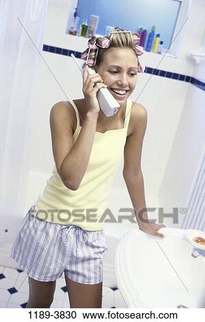Stock Image - people, telephone, talking, phone, beauty. Fotosearch