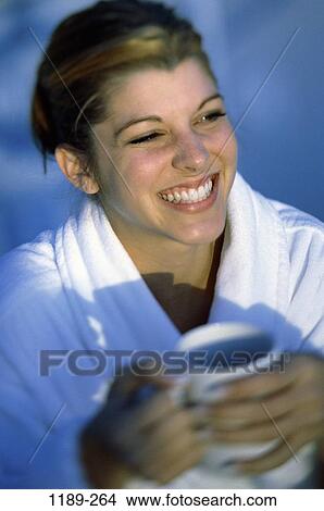 people, woman, smiling, morning, coffee, teeth, drinking View Large Photo Image Picture - people, woman, smiling, morning, coffee, teeth, drinking. Fotosearch