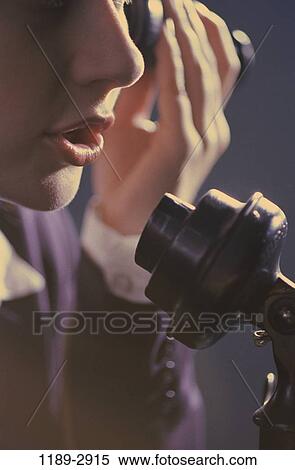 Stock Photography - telephone, talking, phone, business, antique, Caucasian, talk. Fotosearch