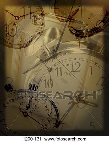 Stock Image - time, timepieces, future, anticipation, montage, anticipating, deadlines. Fotosearch