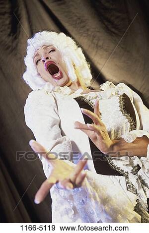 Stock Photo - woman, theater, wig, opera, arts, entertainment, Middle-aged. Fotosearch