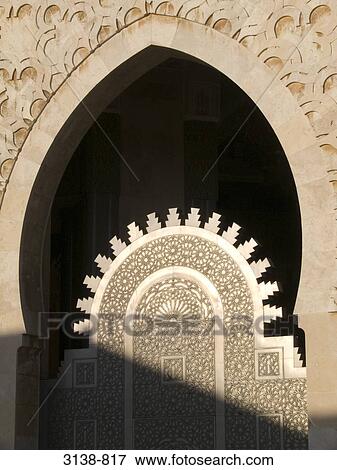 Architectural detail of the entrance of a mosque, Hassan II Mosque, Casablanca, Morocco View Large Photo Image Stock Photo - Architectural detail of the entrance of a mosque, Hassan II Mosque, Casablanca, Morocco. Fotosearch