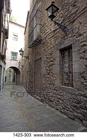 Buildings along a street, Barri Gotic, Barcelona, Spain View Large Photo Image Stock Image - Buildings along a street, Barri Gotic, Barcelona, Spain. Fotosearch