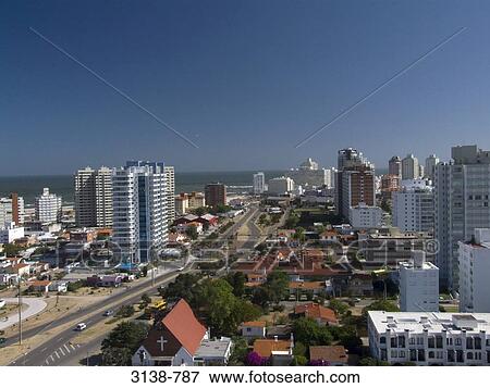 Stock Photo - Buildings in a city, Montevideo, Uruguay. Fotosearch