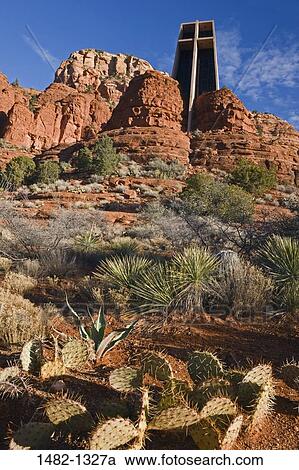 Stock Image - Chapel on a rock formation, Chapel Of The Holy Cross, Sedona, Arizona, USA. Fotosearch