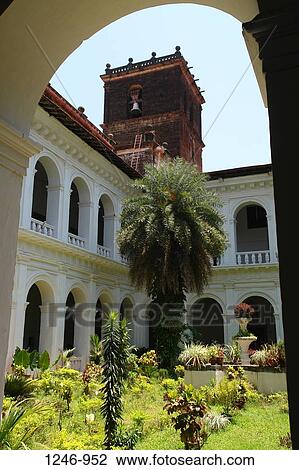 Stock Image - Courtyard of a church, Basilica Of Bom Jesus, Goa, India. Fotosearch