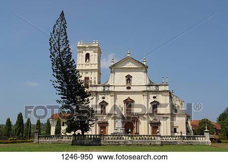 Facade of a cathedral, Se Cathedral, Goa, India View Large Photo Image Stock Image - Facade of a cathedral, Se Cathedral, Goa, India. Fotosearch