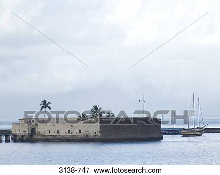 Stock Photo - Fort in the sea, Forte Sao Marcelo, Salvador, Bahia, Brazil. Fotosearch