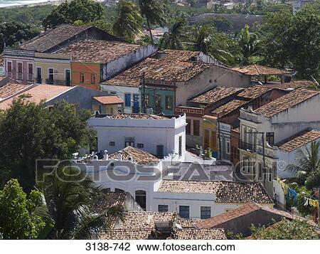 Stock Image - High angle view of a town, Olinda, Brazil. Fotosearch