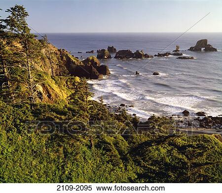 High angle view of waves breaking on the coast, Ecola State Park, Oregon, USA View Large Photo Image Stock Photography - High angle view of waves breaking on the coast, Ecola State Park, Oregon, USA. Fotosearch