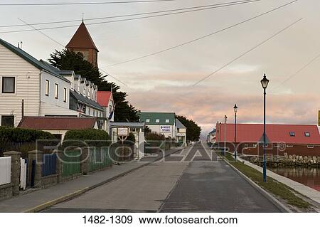 Houses along a road, Stanley, Falkland Islands, England View Large Photo Image Stock Photo - Houses along a road, Stanley, Falkland Islands, England. Fotosearch