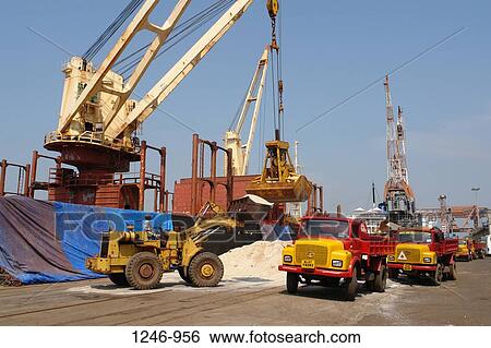 Landing of fertilizer on the dock, Cochin, Kerala, India View Large Photo Image Stock Photograph - Landing of fertilizer on the dock, Cochin, Kerala, India. Fotosearch