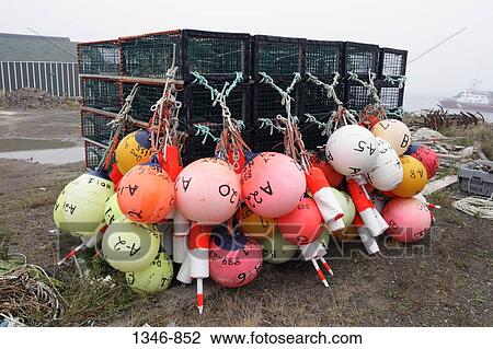 Lobster traps and fishing buoys on the beach, Brier Island, Nova Scotia, Canada View Large Photo Image Stock Image - Lobster traps and fishing buoys on the beach, Brier Island, Nova Scotia, Canada. Fotosearch