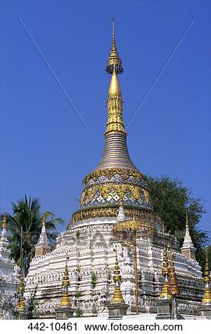 Stock Image - Low angle view of a Buddhist temple, Wat Saen Fang, Chiang Mai, Chiang Mai Province, Thailand. Fotosearch