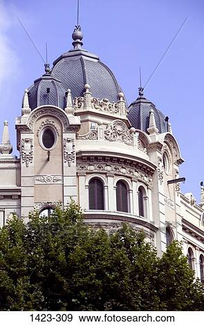 Low angle view of a building, Plaza de Catalunya, Barcelona, Catalonia, Spain View Large Photo Image Stock Photo - Low angle view of a building, Plaza de Catalunya, Barcelona, Catalonia, Spain. Fotosearch