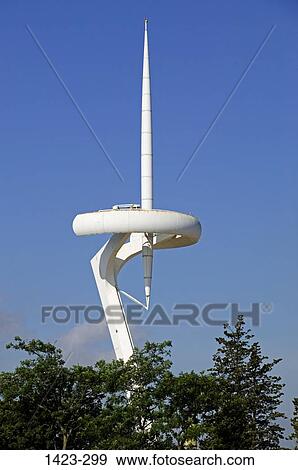 Low angle view of a communication tower, Montjuic Communications Tower, Montjuic, Barcelona, Catalonia, Spain View Large Photo Image Stock Photo - Low angle view of a communication tower, Montjuic Communications Tower, Montjuic, Barcelona, Catalonia, Spain. Fotosearch