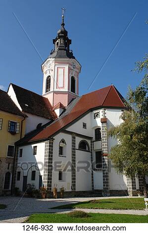 Stock Image - Low angle view of a monastery, Sticna Monastery, Ivancna Gorica, Slovenia. Fotosearch