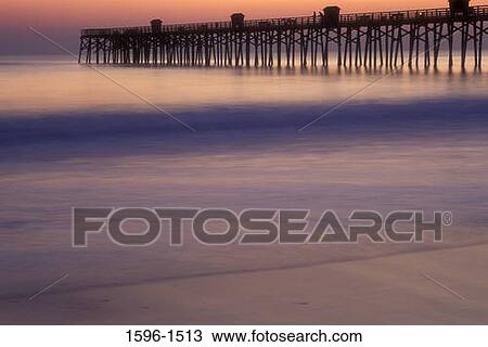 Stock Image - Pier in the sea, Flagler Pier, Flagler County, Florida, USA. Fotosearch