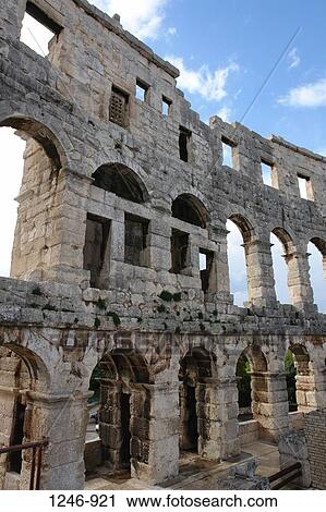 Ruins of an amphitheatre, Pula Amphitheatre, Pula, Istria, Croatia View Large Photo Image Stock Image - Ruins of an amphitheatre, Pula Amphitheatre, Pula, Istria, Croatia. Fotosearch