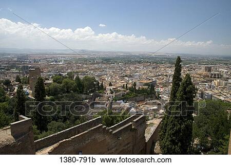 Aerial view of a city, Granada, Andalusia, Spain View Large Photo Image Stock Image - Aerial view of a city, Granada, Andalusia, Spain. Fotosearch