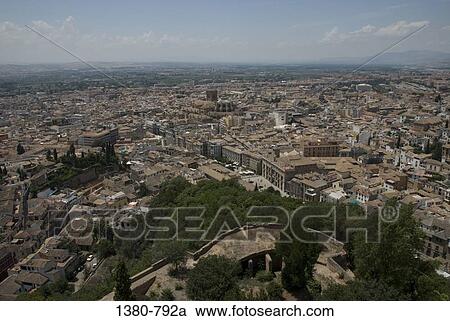 Aerial view of a city, Granada, Andalusia, Spain View Large Photo Image Stock Image - Aerial view of a city, Granada, Andalusia, Spain. Fotosearch