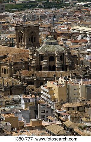 Aerial view of a city, Granada, Andalusia, Spain View Large Photo Image Stock Photo - Aerial view of a city, Granada, Andalusia, Spain. Fotosearch