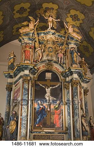 Stock Image - Altar of a cathedral, Var Frue Kirke, Trondheim, Trondelag County, Trondelag, Norway. Fotosearch