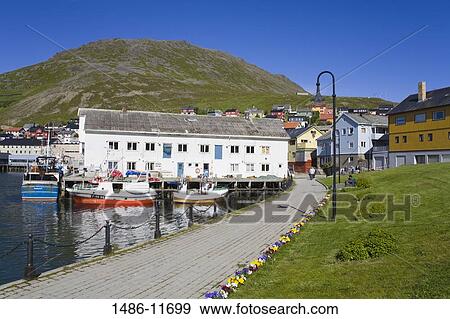 Boats moored at a port, Honningsvag Port, Honningsvag, Mageroya Island, Nordkapp, Finnmark County, Norway View Large Photo Image Stock Photo - Boats moored at a port, Honningsvag Port, Honningsvag, Mageroya Island, Nordkapp, Finnmark County, Norway. Fotosearch